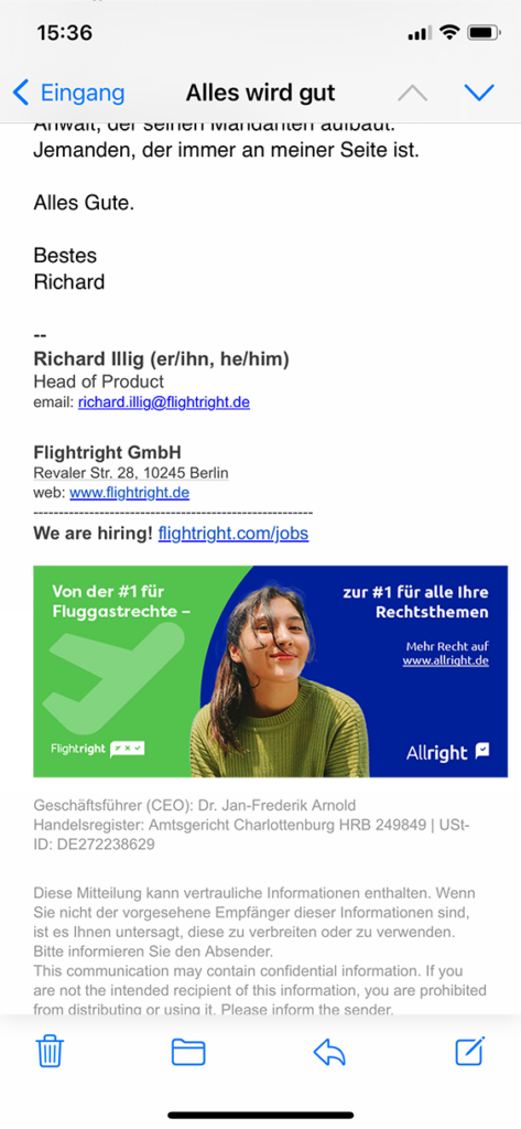 Beispiele für Tandemkommunikation – Allright E-Mails